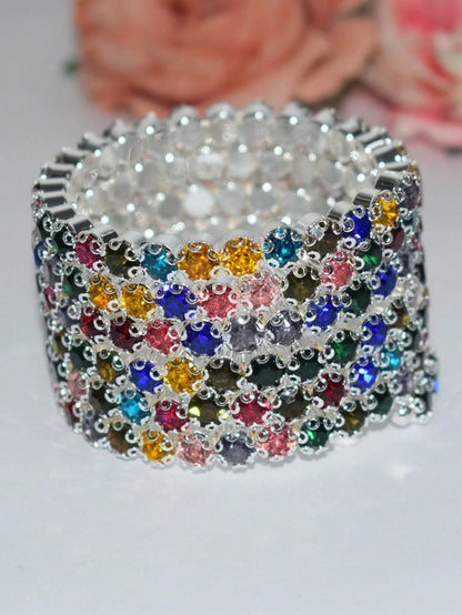 1pc Women's Fashionable Versatile Luxury Sparkling Crystal Decor Crisscross Bracelet, Elegant Gift