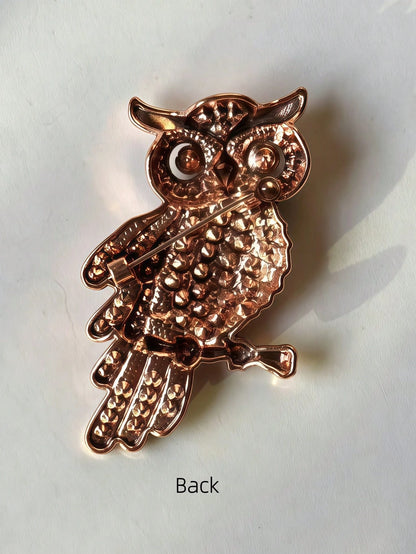 Vintage Owl Brooch With Blue Rhinestones, Crystal Bird Brooch Suitable For Women, Gold Enamel Animal Brooch, Elegant Halloween, Party And Daily Wear Jewelry, Suitable For Hats, Scarves, Shawls, Sweaters And Cardigans