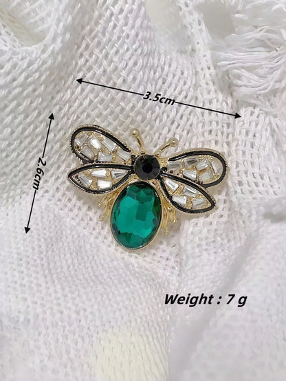 Vintage Bee Brooch (Women's) - Red/Green/Yellow Crystal Honey Bee Shaped Pin, Elegant Animal Jewelry, Suitable For Christmas, Mother's Day, Birthday Gifts, Vintage Fashion Accessory, Can Be Paired With Coats, Scarves, Wedding Attire
