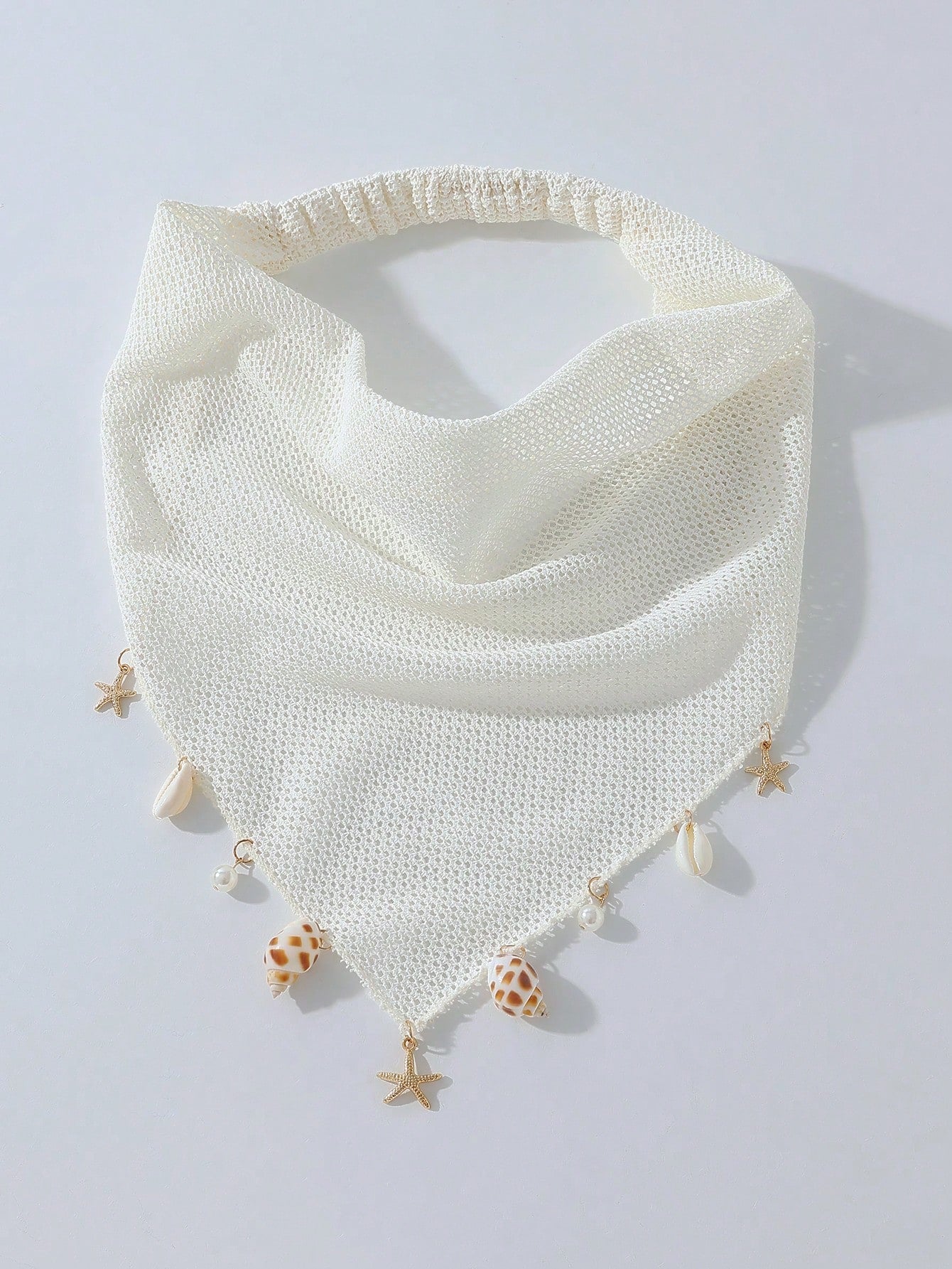 1pc Women's Handmade Embroidered Ruffled Starfish & Shell Decor Headwrap, Suitable For Daily Wear And Vacation Summer Hair Accessories Beach Headband Women Bandanas