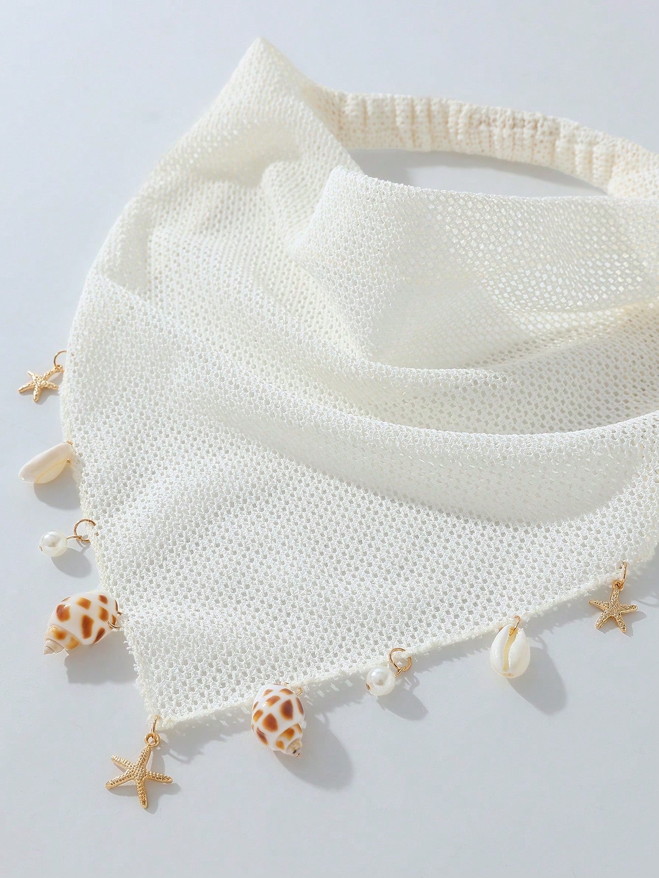 1pc Women's Handmade Embroidered Ruffled Starfish & Shell Decor Headwrap, Suitable For Daily Wear And Vacation Summer Hair Accessories Beach Headband Women Bandanas