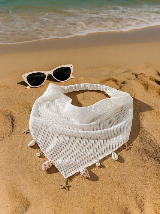 1pc Women's Handmade Embroidered Ruffled Starfish & Shell Decor Headwrap, Suitable For Daily Wear And Vacation Summer Hair Accessories Beach Headband Women Bandanas