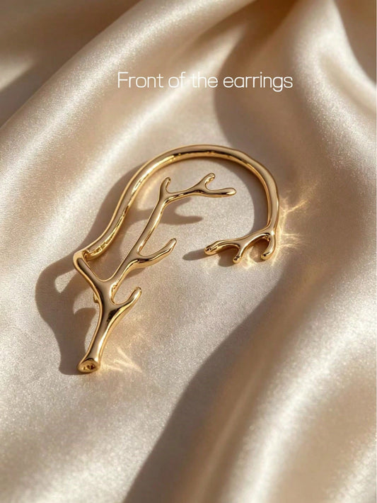 1 pieza Clip de oreja con cuerno de ciervo geométrico, joyería versátil minimalista de tono dorado elegante, accesorio de joyería para estudiantes