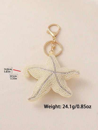 1pc Cute Beaded Starfish Bag Charm, Ocean Style Decoration, Casual Beach Holiday Accessory, Personalized Keychain, Graduation/Travel Gift For Her