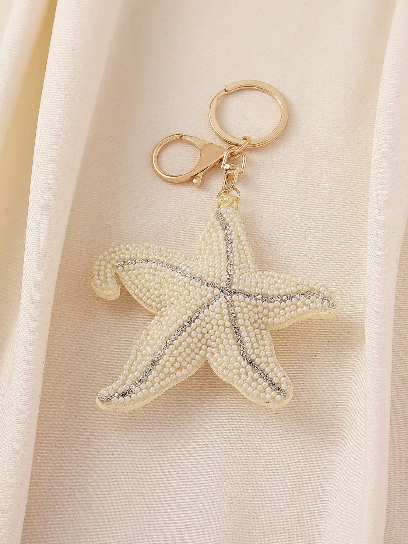 1pc Cute Beaded Starfish Bag Charm, Ocean Style Decoration, Casual Beach Holiday Accessory, Personalized Keychain, Graduation/Travel Gift For Her