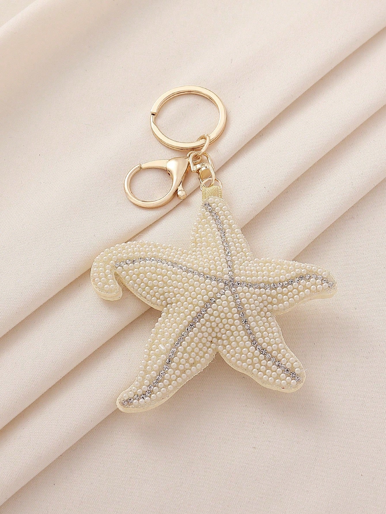 1pc Cute Beaded Starfish Bag Charm, Ocean Style Decoration, Casual Beach Holiday Accessory, Personalized Keychain, Graduation/Travel Gift For Her