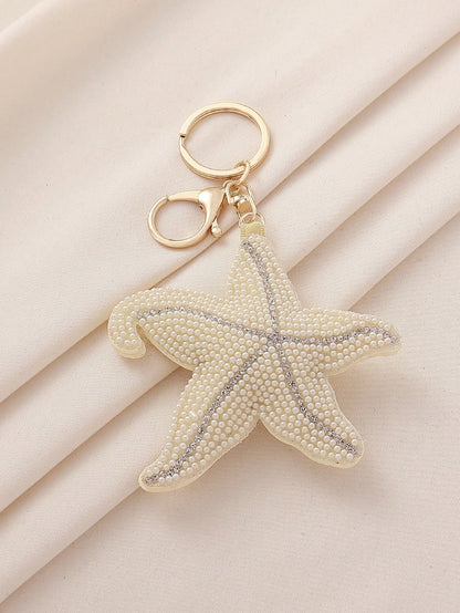 1pc Cute Beaded Starfish Bag Charm, Ocean Style Decoration, Casual Beach Holiday Accessory, Personalized Keychain, Graduation/Travel Gift For Her