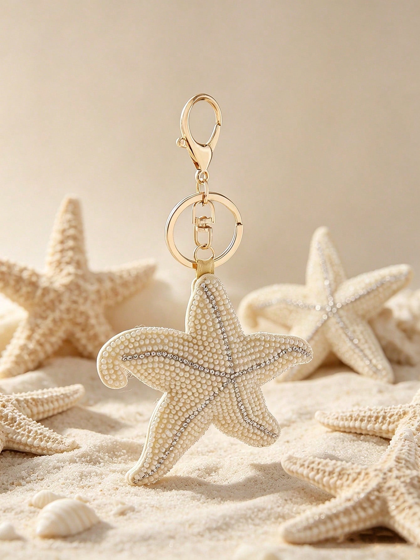 1pc Cute Beaded Starfish Bag Charm, Ocean Style Decoration, Casual Beach Holiday Accessory, Personalized Keychain, Graduation/Travel Gift For Her