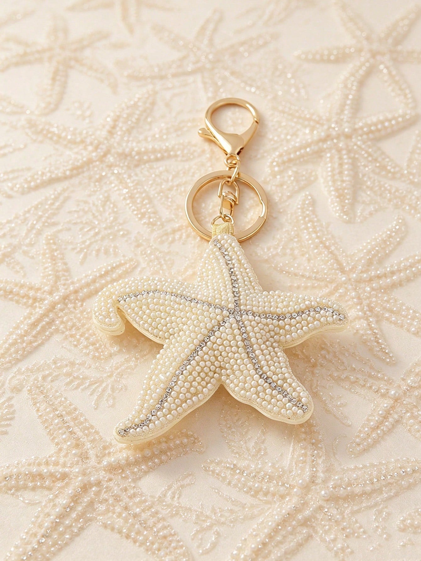 1pc Cute Beaded Starfish Bag Charm, Ocean Style Decoration, Casual Beach Holiday Accessory, Personalized Keychain, Graduation/Travel Gift For Her