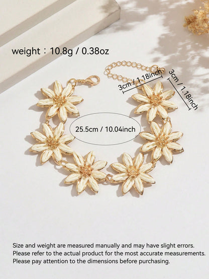 1 pieza Pulsera de flor de 8 pétalos blanca de rafia tejida a mano estilo bohemio de vacaciones de playa y océano, pulsera de patchwork de flor 3D de rafia tejida a mano simple, fresca, dulce y elegante, adecuada para uso diario, vacaciones y banquetes de mujeres (método de tejido de rafia hecho a mano aleatorio)