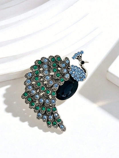 1pc Vintage Luxury Peacock Brooch, Fashionable & Versatile