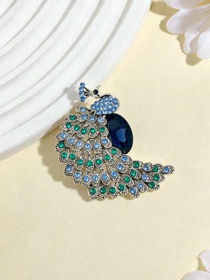1pc Vintage Luxury Peacock Brooch, Fashionable & Versatile