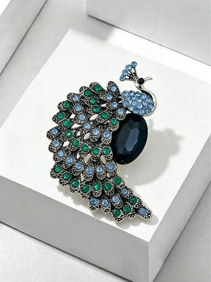 1pc Vintage Luxury Peacock Brooch, Fashionable & Versatile