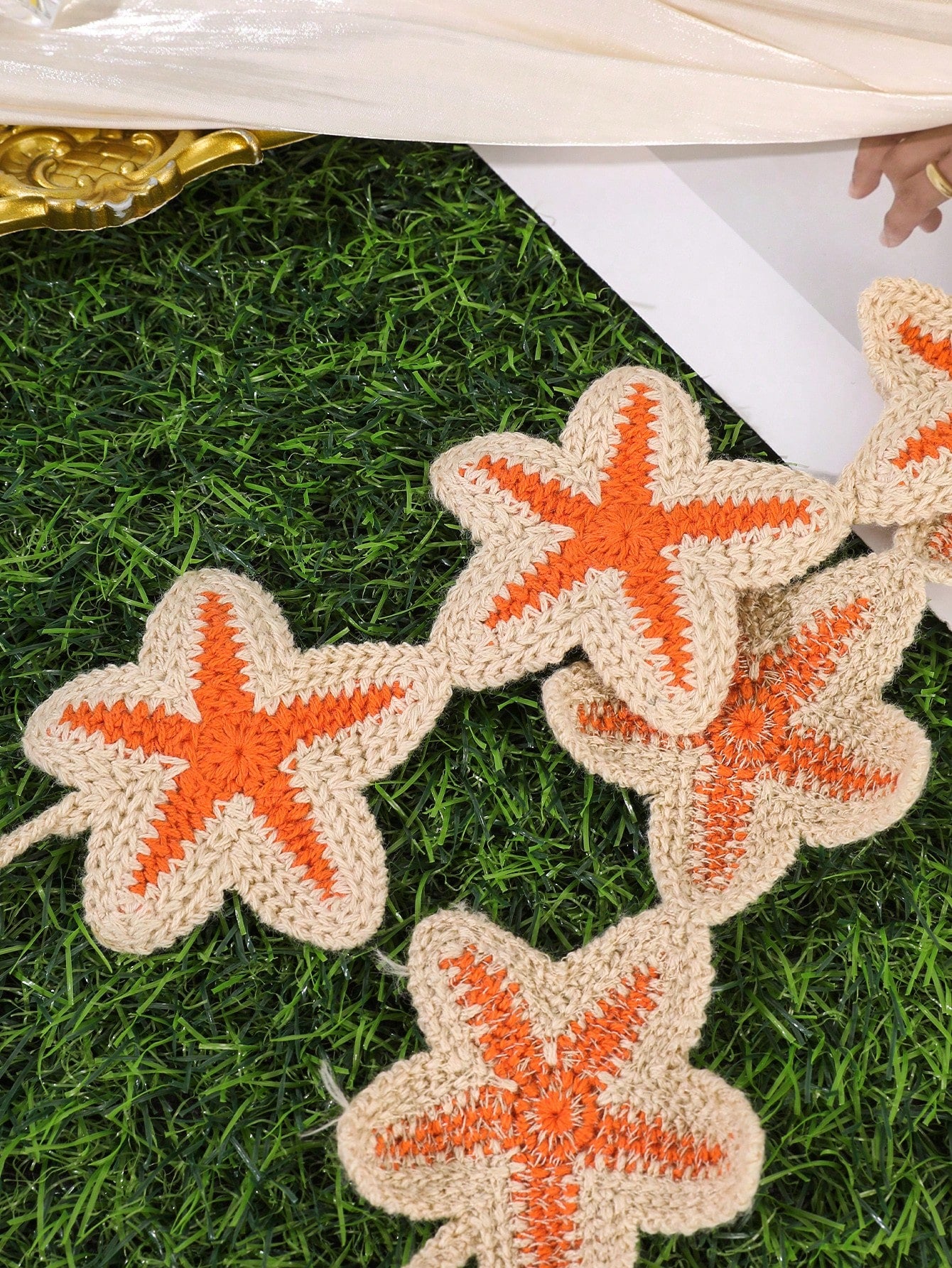 1pc Bohemian Vacation Style Ocean Orange Starfish Knitted Tie Headband, Elegant Minimalist Hair Accessory For Women, Beach Holiday Hair Decoration, Graduation Gift, Birthday Gift