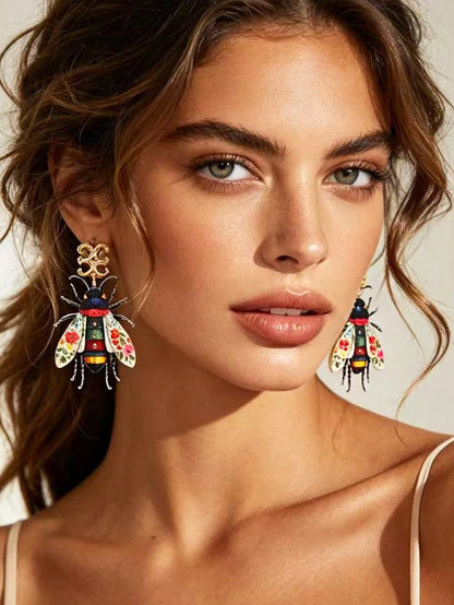1 Pair European & American Vintage Acrylic Insect Earrings, Personalized Exaggerated Niche Design Women's Ear Jewelry