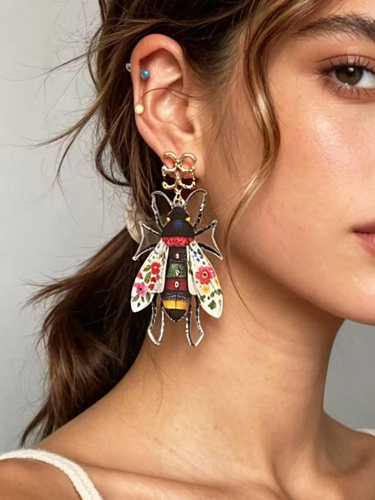 1 Pair European & American Vintage Acrylic Insect Earrings, Personalized Exaggerated Niche Design Women's Ear Jewelry