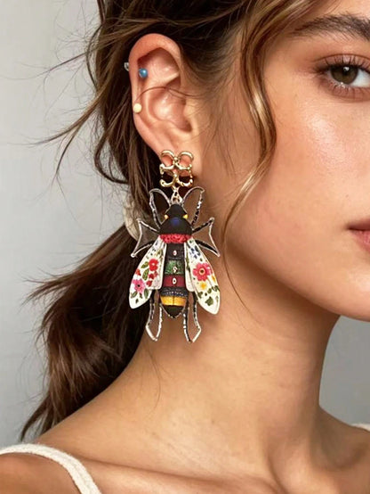 1 Pair European & American Vintage Acrylic Insect Earrings, Personalized Exaggerated Niche Design Women's Ear Jewelry