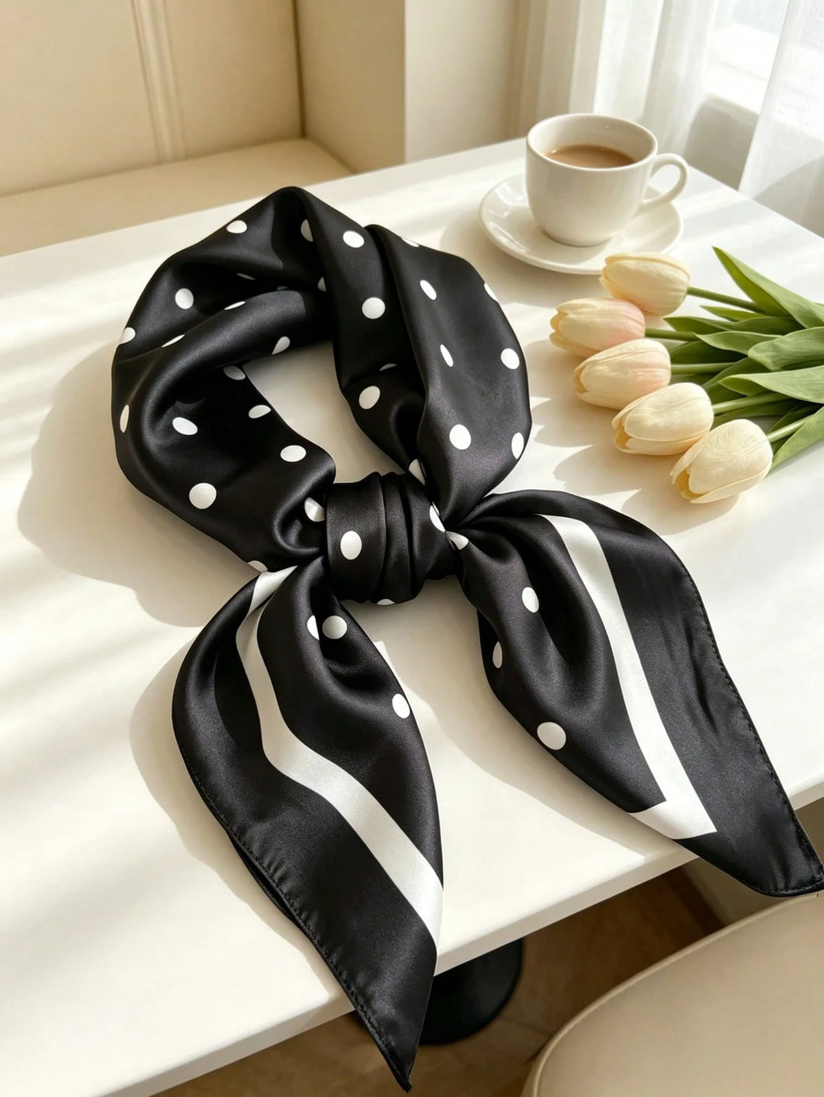 1pc 70cm Square Silk Scarf, Women's Satin Printed Headscarf, Hairband, Fashion Women's Hair Scarf, Shawl, Scarf, Women's Scarf, Multi-Functional Item