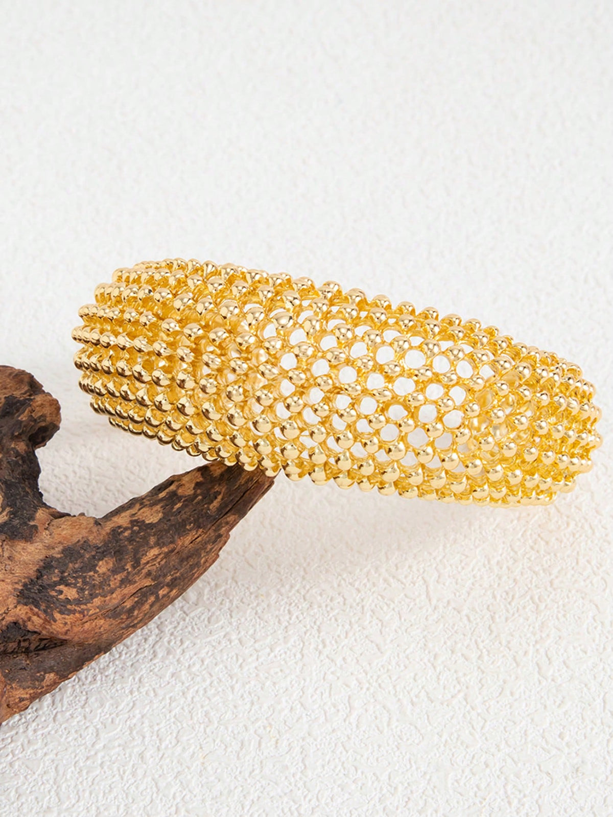 1pc Vintage Exaggerated Personalized Heavy Metal Hollow Woven Mesh Curved Open Adjustable Wide Bracelet Suitable For Women's Daily, Vacation And Party Wear
