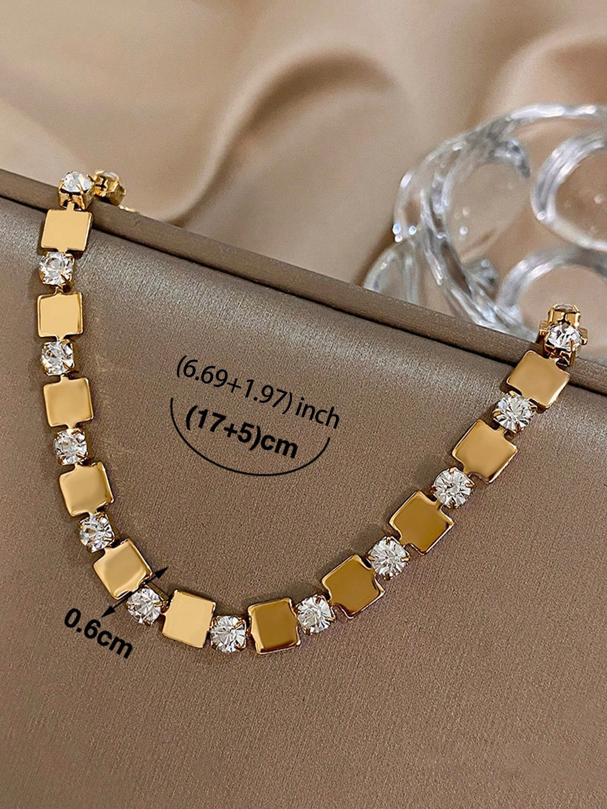 1Pc 18K Gold Plated Stainless Steel Boho Vintage Bamboo Natural Stone Chip Charm Bracelet For Women,Daily Party/Christmas/Birthday Gift/Y2K/Halloween