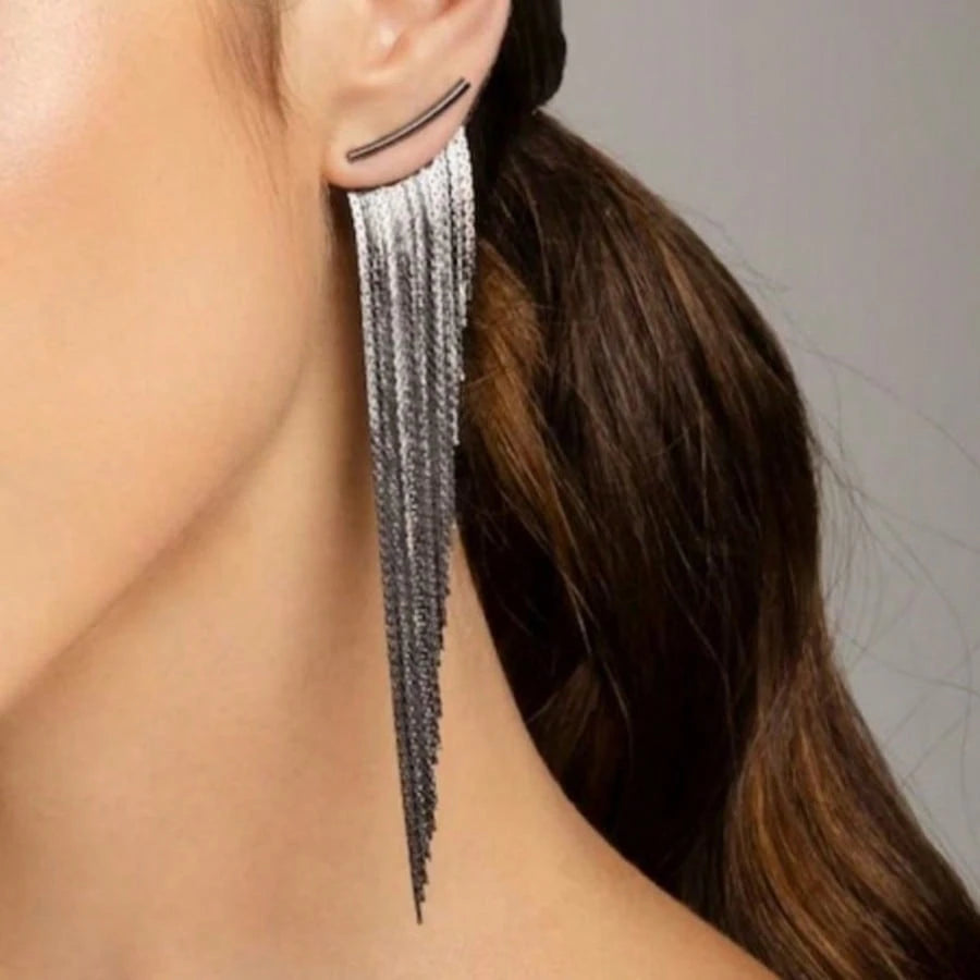 Fashionable Elegant Long Tassel Earrings, Luxurious Jewelry Accessory