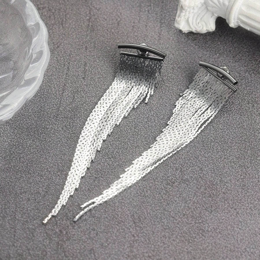 Fashionable Elegant Long Tassel Earrings, Luxurious Jewelry Accessory