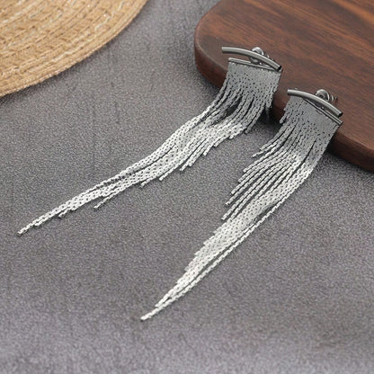 Fashionable Elegant Long Tassel Earrings, Luxurious Jewelry Accessory