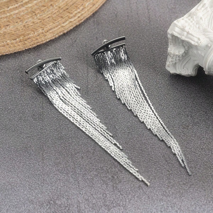 Fashionable Elegant Long Tassel Earrings, Luxurious Jewelry Accessory