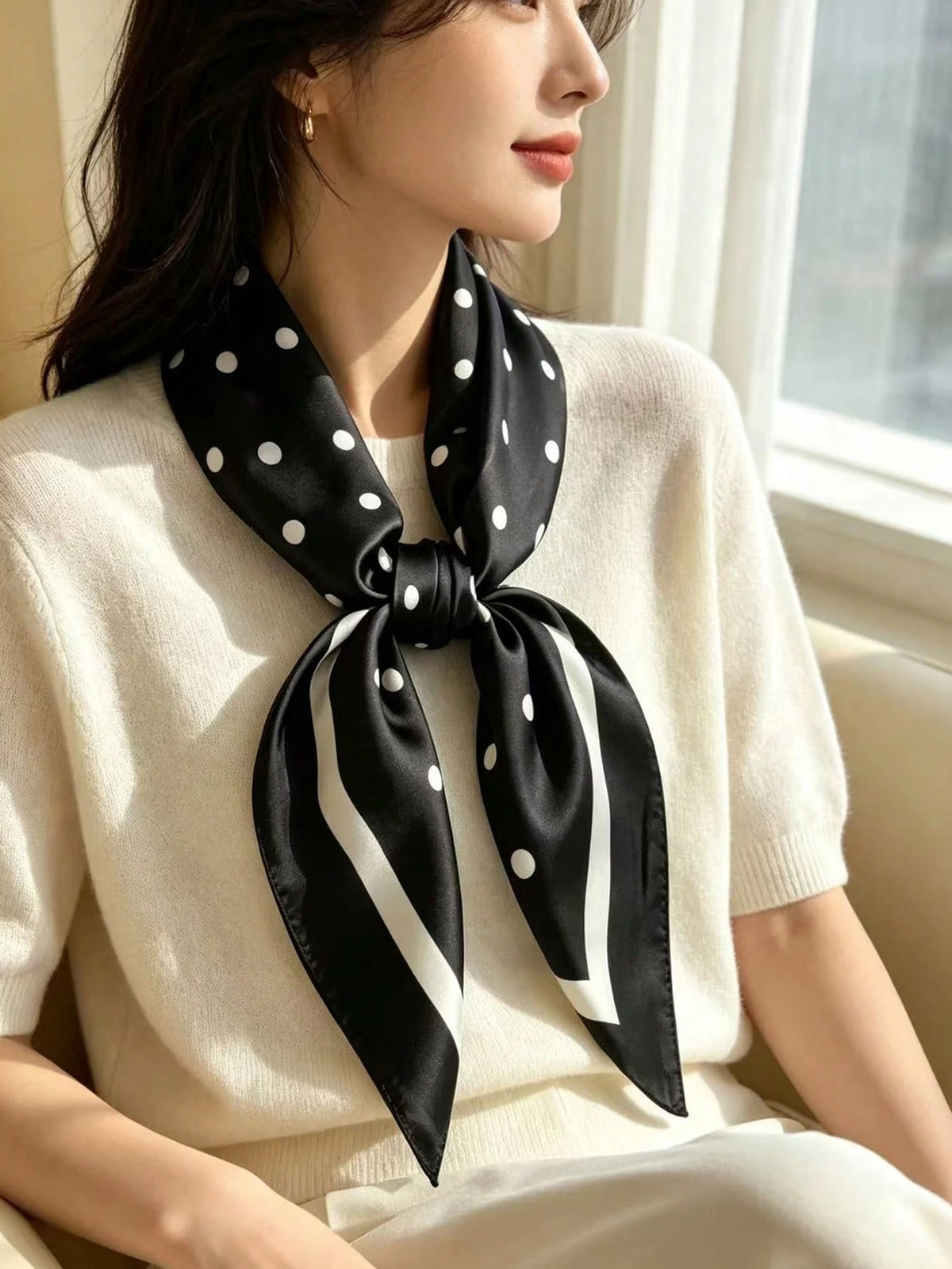1pc 70cm Square Silk Scarf, Women's Satin Printed Headscarf, Hairband, Fashion Women's Hair Scarf, Shawl, Scarf, Women's Scarf, Multi-Functional Item