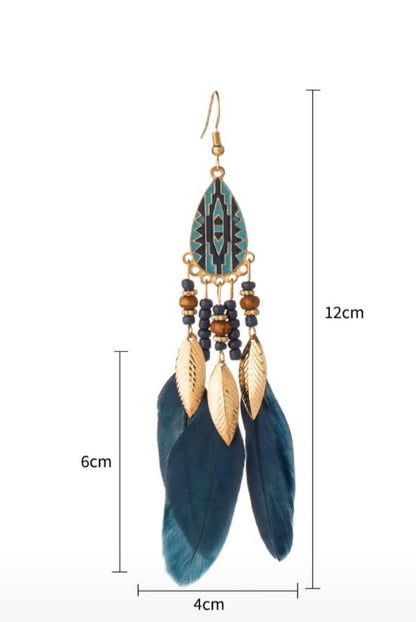 SHEIN 1PAIR VINTAGE FEATHER PENDANT EARRIN