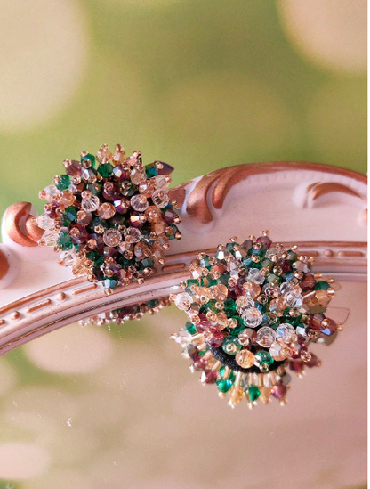 1Pc Elegant Floral Button Decor, Shirt Button Cover Clip-On Button, Crystal Cufflink Decor