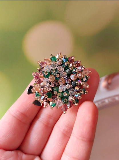 1Pc Elegant Floral Button Decor, Shirt Button Cover Clip-On Button, Crystal Cufflink Decor