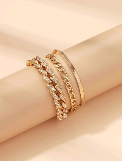SHEIN 3 PCS RHINESTONE DECOR ANKLET