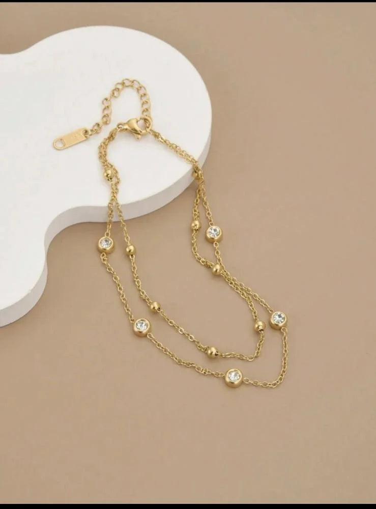 Shein 1pc Rhinestone Stainless Steel Women's Summer Beach Fashion Anklet