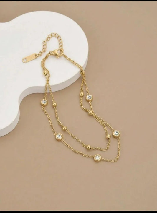 Shein 1pc Rhinestone Stainless Steel Women's Summer Beach Fashion Anklet