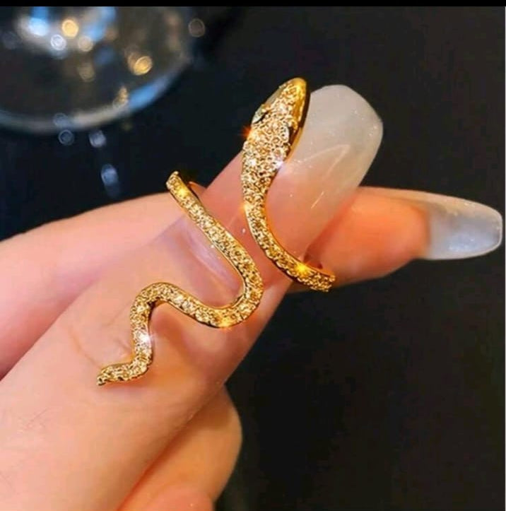 SHEIN 1 PC unique packaged snake shaped ring