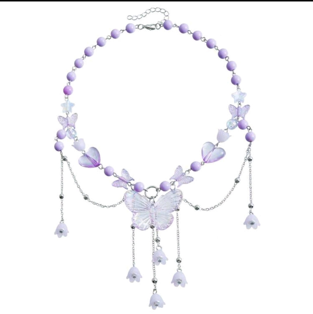SHEIN BUTTERFLY NECKLACE/ MAUVE PURPLE /ONE SIZE