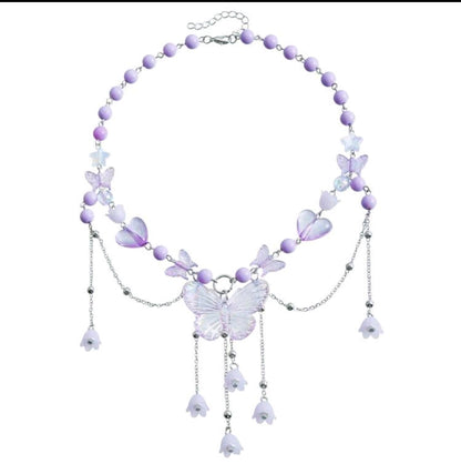 SHEIN BUTTERFLY NECKLACE/ MAUVE PURPLE /ONE SIZE