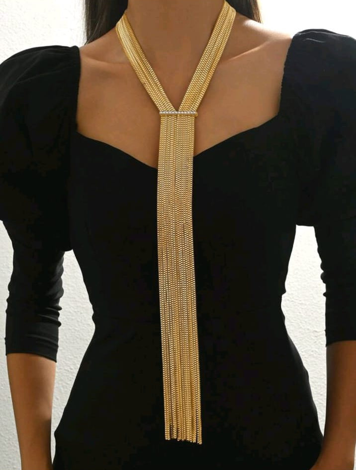1pc Fashion Square Box-Shaped Chain Multilayer Long Necklace