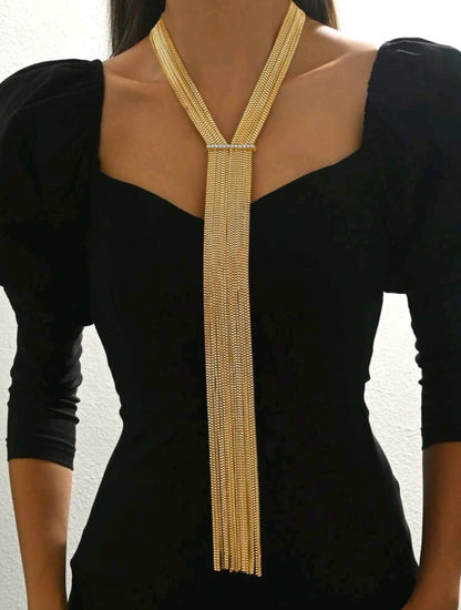 1pc Fashion Square Box-Shaped Chain Multilayer Long Necklace