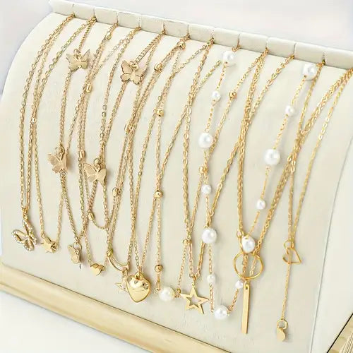 Shein 11pcs Elegant Vintage Faux Necklaces