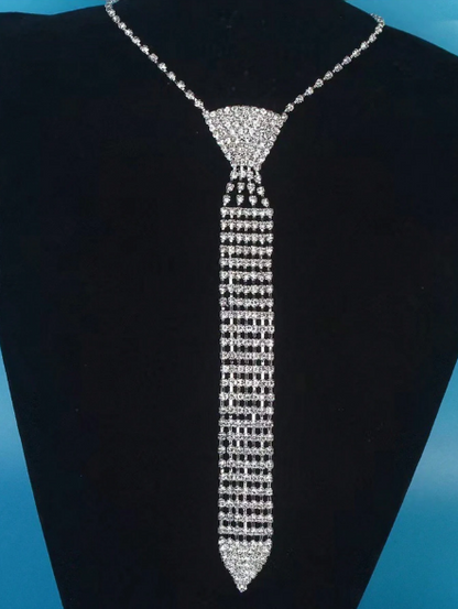 1pc Rhinestone Sparkling Tie, Fashion Arrow Shaped Tie For Wedding Dress