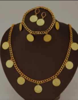Shein 4Pcs Set of Necklace, Bracelet & Earrings Made from Antique Coins