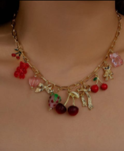 Shein 1pc Cherry Charm Pendant, Strawberry & Raw Pendant, Jewelry