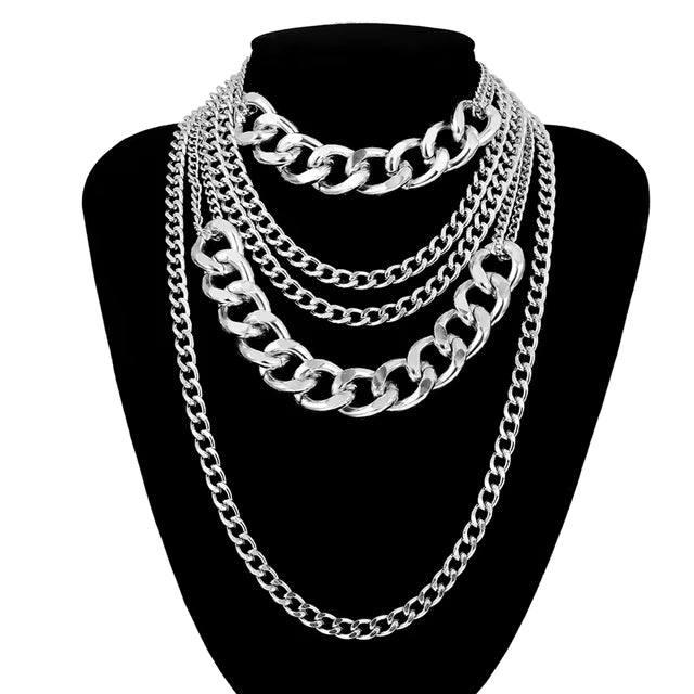Shein 1pc Exaggerated Multi-Layer Punk Hip Hop Necklace