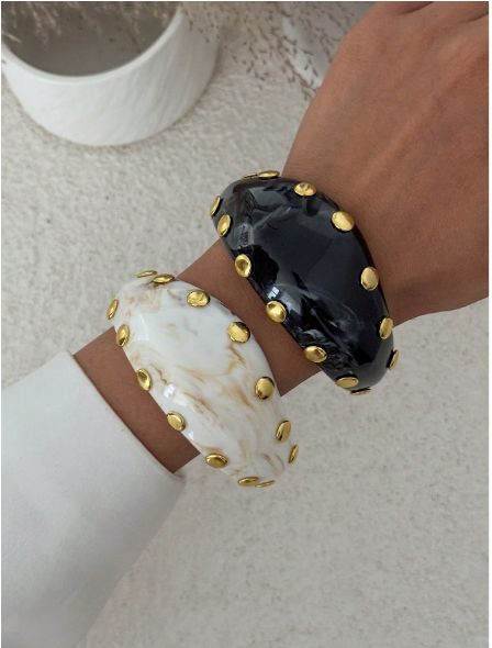 2pcs/Set Bohemian Style Geometric Exaggerated Curved Smooth  Bracelet