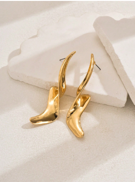 1 Pair Sexy Exaggerated Gold Alloy Hurricane Lightning Blade Twist Phoenix