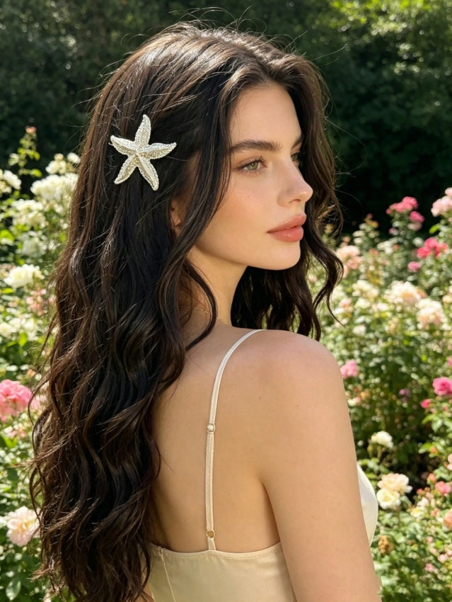 1pc Bohemian Gold Starfish Snap Hair Clip, Women Fashion Side Bangs Hairpin