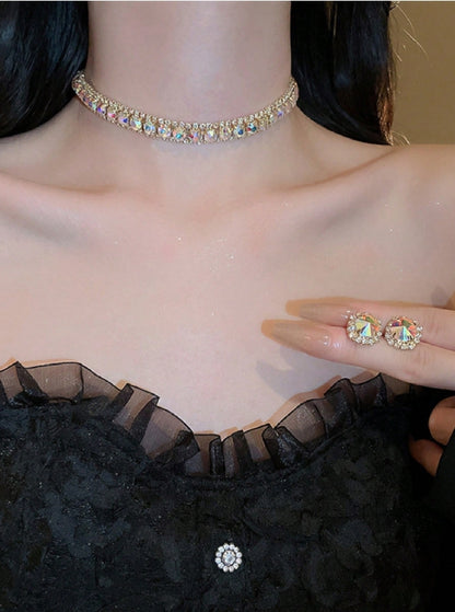 Shein Crystal Necklace & Earrings Set