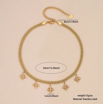 SHEIN1pc Zirconia Flower Stainless Steel Necklace